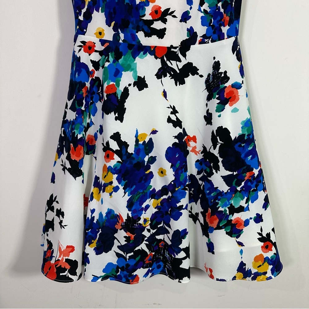 Betsey Johnson White Floral Midi Dress with Blue, Black & Multicolor Print - Picture 3 of 9